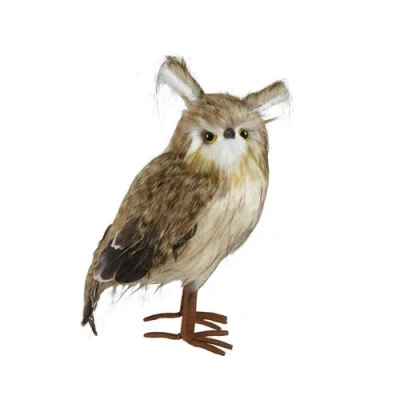 Olive Grove Feather Owl Figurine In Neutral