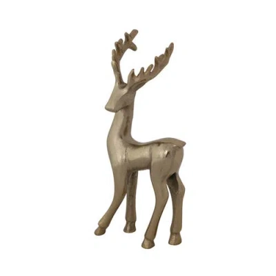 Olive Grove Gilded Reindeer Cast Aluminum Figurine In Brown