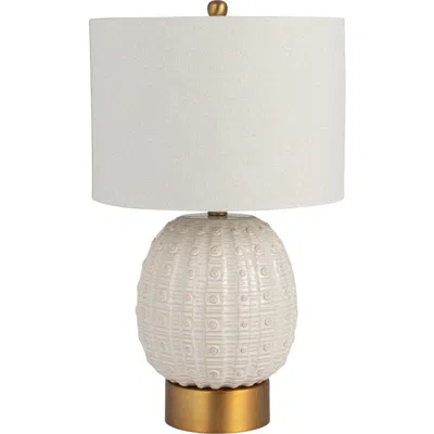 Olive Grove Globe Table Lamp With Crackle Glaze And Shade In White