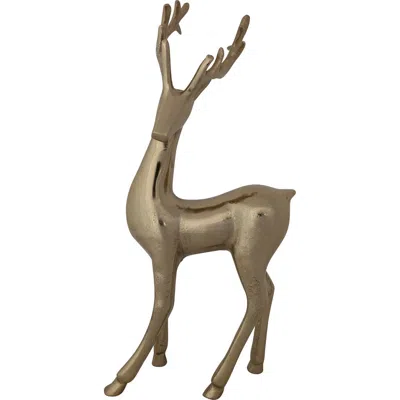 Olive Grove Golden Cast Aluminum Reindeer Figurine In Brown