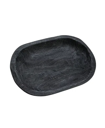 Olive Grove Hand-carved Paulownia Wood Bowl In Black