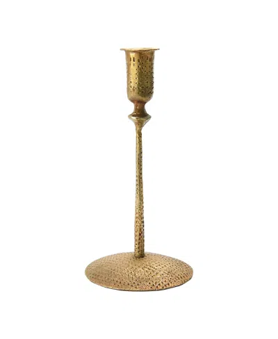 Olive Grove Hand-forged Hammered Metal Taper Holder In Gold