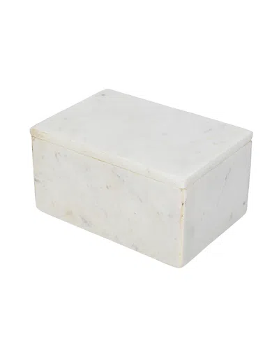 Olive Grove Marble Box Storage Container With Lid In White