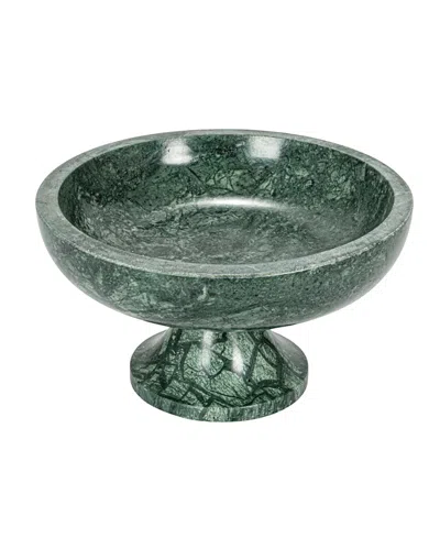 Olive Grove Marble Footed Pedestal Bowl In Green