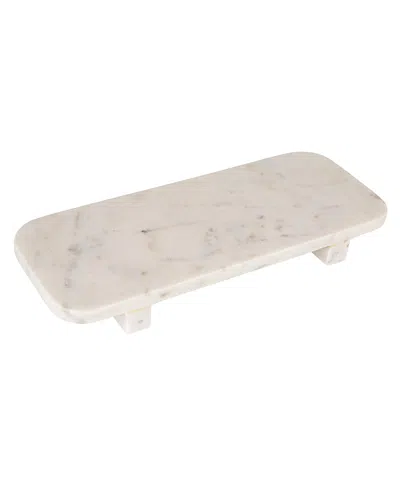 Olive Grove Marble Footed Serving Pedestal In Brown