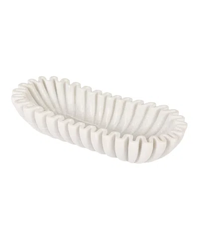 Olive Grove Marble Oval Ruffle Bowl In White