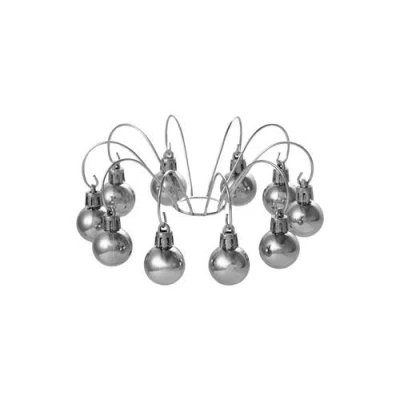 Olive Grove Metal Candle Bobeche With Dangling Ornaments, Silver Finish