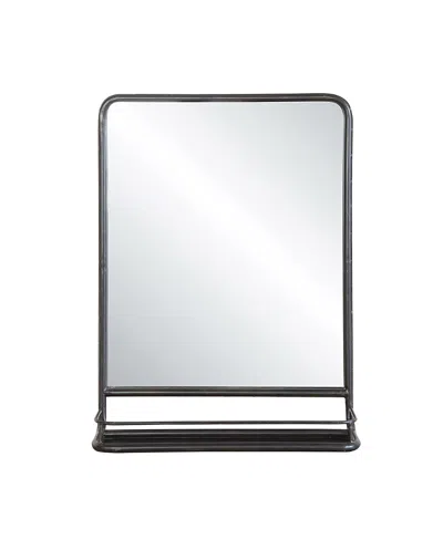 Olive Grove Metal Framed Wall Mirror With Shelf In Black