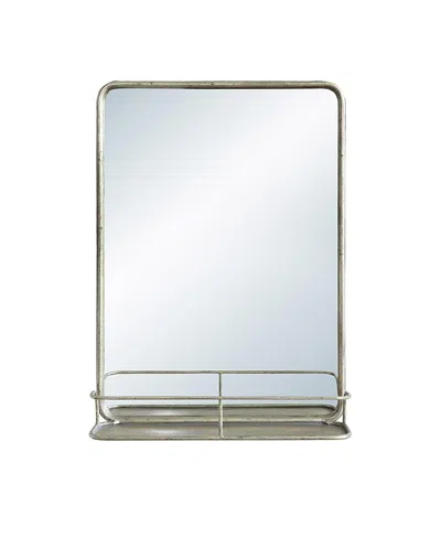 Olive Grove Metal Framed Wall Mirror With Shelf In Silver