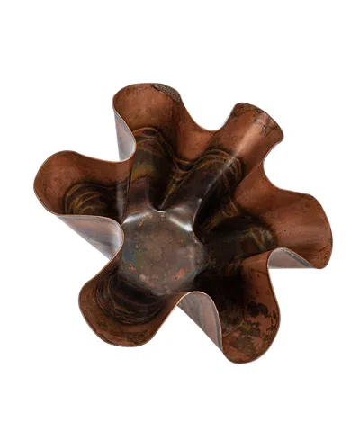 Olive Grove Metal Organic Shaped Planter In Brown