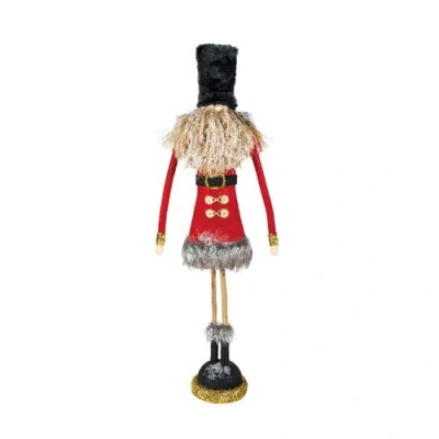 Olive Grove Multicolor Fabric Soldier Figurine With Faux Fur And Twig Legs