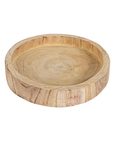 Olive Grove Paulownia Wood Hand Carved Tray In Brown