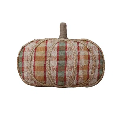 Olive Grove Plaid Tufted Cotton Pumpkin Pillow In Multicolor