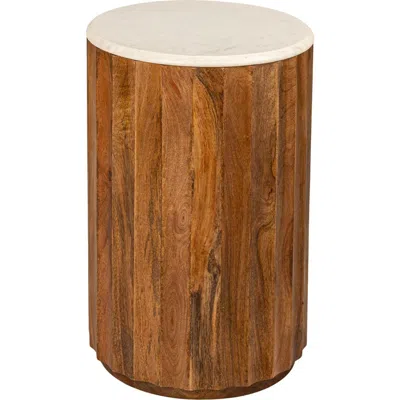 Olive Grove Round Fluted End Table In Brown