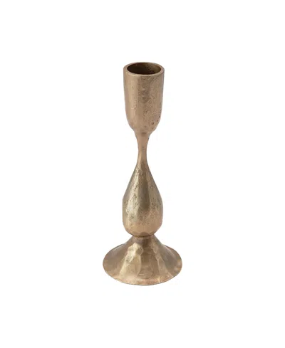 Olive Grove Round Hand-forged Metal Taper Holder In Gold