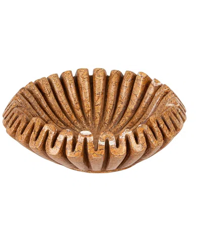 Olive Grove Round Marble Pleated Dish In Brown