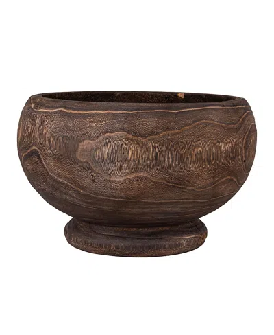 Olive Grove Round Paulownia Wood Planter In Brown