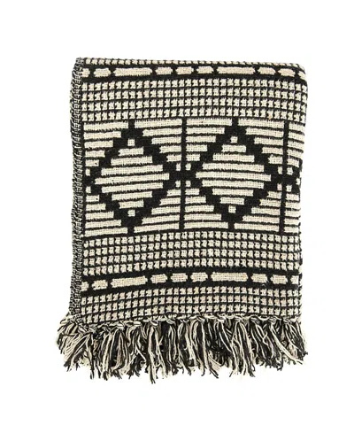 Olive Grove Soft Cotton Blend Throw With Diamond Pattern In Black