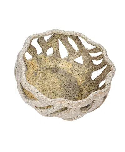Olive Grove Speckled Stoneware Bread Basket With Reactive Glaze In White