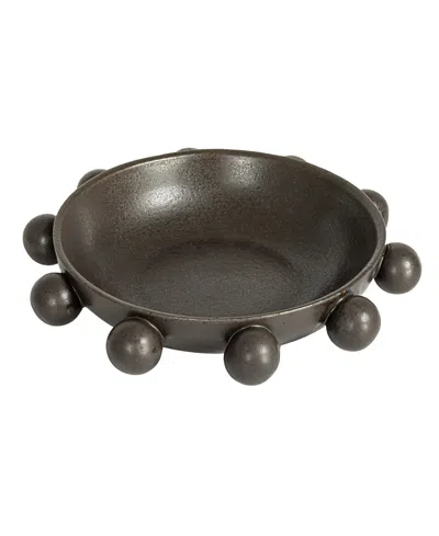 Olive Grove Stoneware Bowl With Orbs And Reactive Glaze In Multi