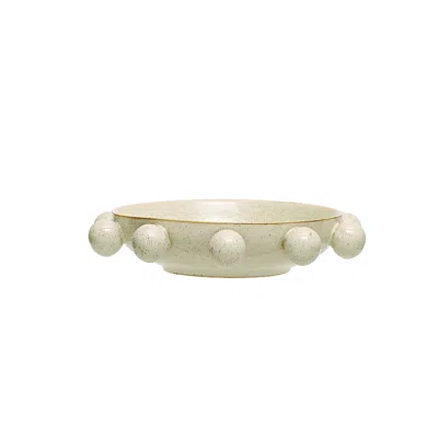 Olive Grove Stoneware Bowl With Orbs And Reactive Glaze In Neutral