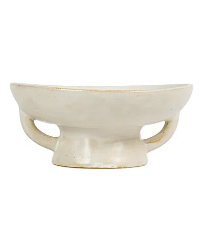 Olive Grove Stoneware Footed Bowl With Handles In Neutral