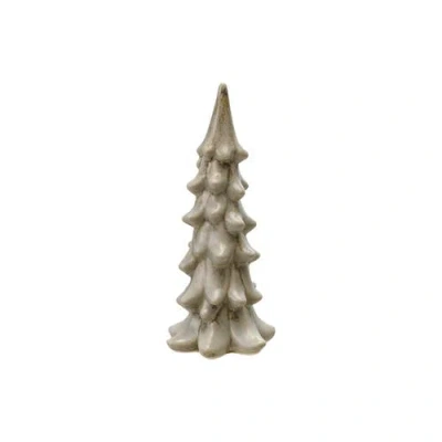 Olive Grove Stoneware Tree Figurine With Reactive Glaze, Light Green In Gray