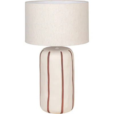 Olive Grove Table Lamp With Hand-painted Stripes And Shade In White