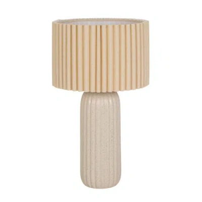 Olive Grove Table Lamp With Ribbed Shade In White
