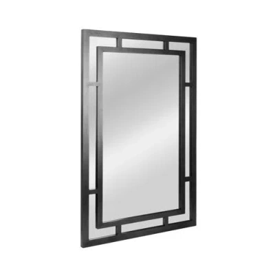 Olive Grove Vintage Wall Mirror With Geometric Art Deco Frame In Black