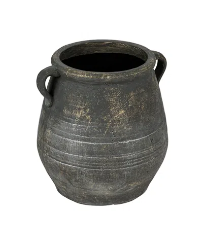 Olive Grove Whitewashed Terra-cotta Urn In Black