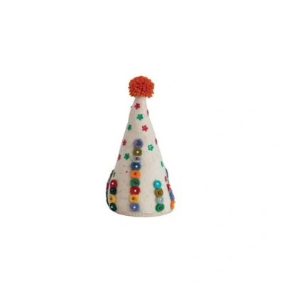 Olive Grove Wool Felt Tree With Beads, Embroidery & Pom Poms, Multicolor