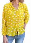 Olive Hill Long Sleeve Polka Dot Blouse In Yellow In Yellow