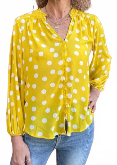 Olive Hill Long Sleeve Polka Dot Blouse In Yellow