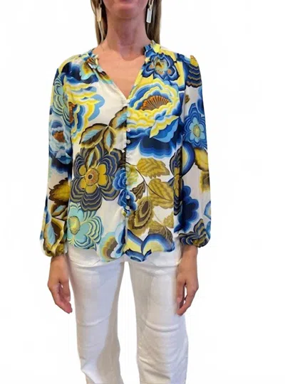 Olive Hill Longsleeve Top In Blue/gold In Multi