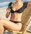 Olive Surf The Breelyn Bikini Top In Black In Blue