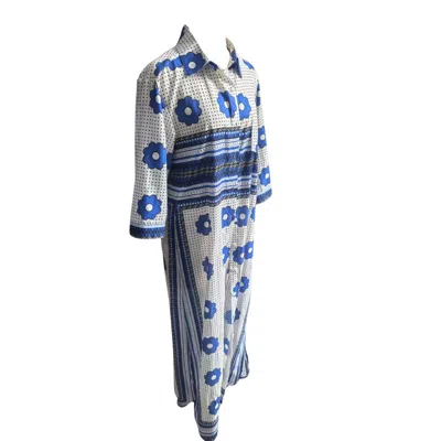 Oliveankara Women's Black / Blue / White Anulika Shirt-dress - Blue & White Khanga Print In Multi