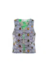 Oliveankara Women's Black / White Oluchi Vest White / Green Mix & Match African Ankara Wax Cotton Print