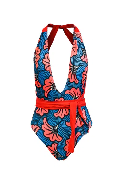 Oliveankara Women's Blue / Red Nailah Reversi One Piece Swimsuit Blue And Red Rolls Royce In Blue/red