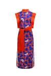 Oliveankara Women's Blue / White / Red Alexis Cheongsam Dress - Blue Red White Rolls Royce Print