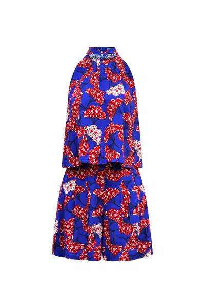 Oliveankara Women's Blue / White / Red Alika Twin Set - Blue & Red Rolls Royce Print In Multi