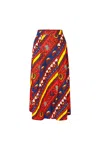 Oliveankara Women's Blue / Yellow / Orange Kehinde Midi Skirt - Red Blue & Yellow African Ankara Wax Cotton Prin In Blue/yellow/orange