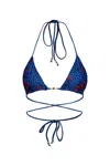 Oliveankara Women's Blue / Yellow / Orange Triangle Reversi Bikini Top Blue And Sunset Orange Afterglow Print In Blue/yellow/orange