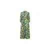 Oliveankara Women's Blue / Yellow / Orange Yumna Midi Dress - Yellow Cyan Sunkissed Maized Print - Ilc Oa Og In Blue/yellow/orange