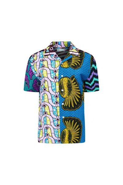 Oliveankara Women's Blue / Yellow / Orange Zika Shirt - Mix Match Blue Yellow Purple Green African Ankara Wax Co In Blue/yellow/orange