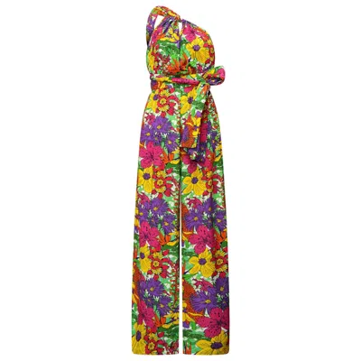Oliveankara Women's Green / Pink / Purple Chinwe Wide Leg Infinity Jumpsuit - Green Pink Yellow Garden Mosaic - In Green/pink/purple