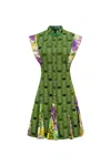 Oliveankara Women's Green / Pink / Purple Emil Cheongsam Dress - Green Ankara & Pink Garden Mosaic Prints