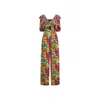 Oliveankara Women's Green / Pink / Purple Zalika Jumpsuit - Green Pink Yellow Garden Mosaic Print - Ilc Oa Og In Green/pink/purple