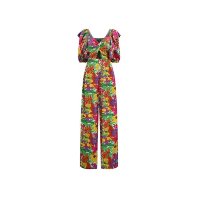Oliveankara Women's Green / Pink / Purple Zalika Jumpsuit - Green Pink Yellow Garden Mosaic Print - Ilc Oa Og In Green/pink/purple
