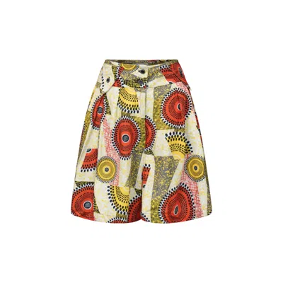 Oliveankara Women's Grey / Yellow / Orange Aretta Vintage Shorts - Beige - Red - Yellow Dreamy Mirage In Grey/yellow/orange